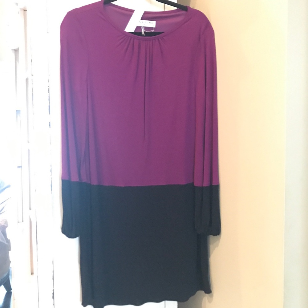 Trina Turk Long Sleeve Knit Color block Dress